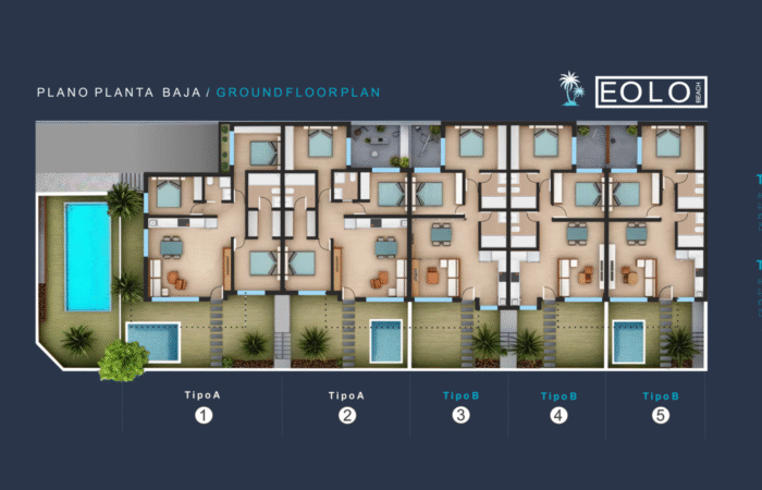 PLANO PLANTA BAJA RESIDENCIAL EOLO BEACH SAN PEDRO DEL PINATAR